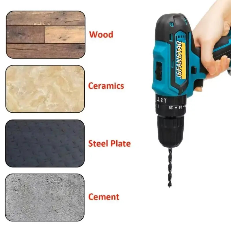 New Brush Motor Cordless Drills Set Combined Electric Screwdriver With 2 Batteries