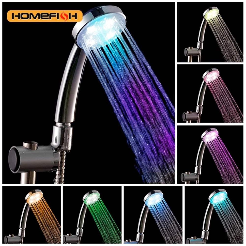 LED 7 Colors Shower Head Automatically Color-Changing LED Shower Light Water Saving Shower Head Bathroom Accessorries