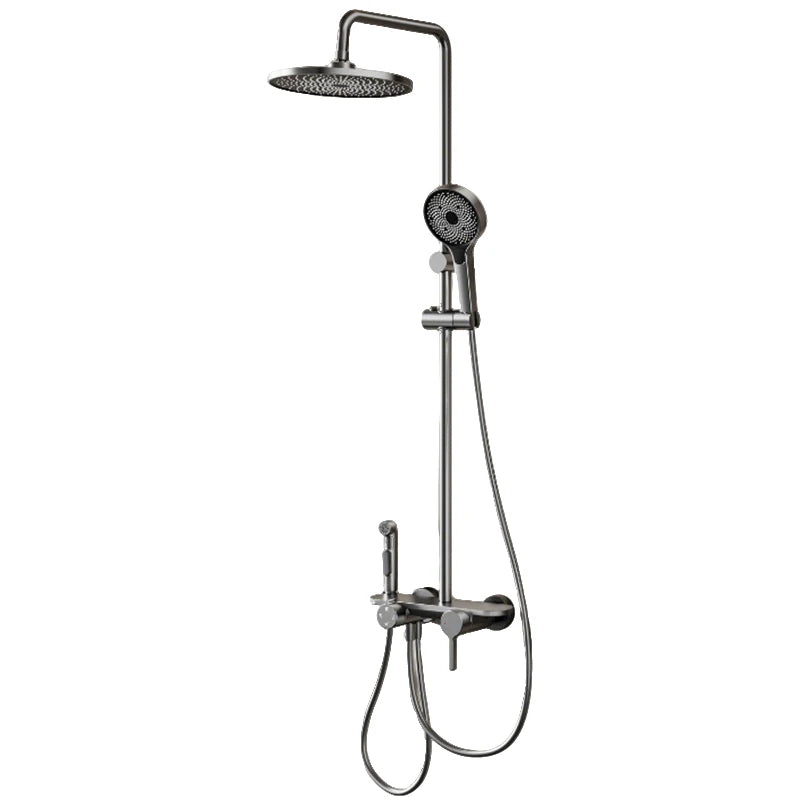 New Modern Bathroom Gun Gray Aluminum Minimalist Household Shower Set MultiFunction Hot and Cold Water Shower System Set